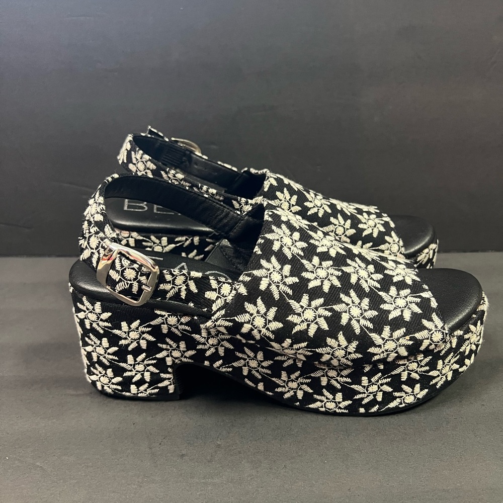 Beach By Matisse Black and White Floral Platform Shoes Size 10